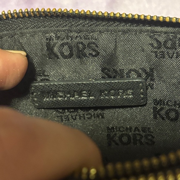 Michael Kors Black Canvas Leather Wristlet - Picture 7 of 11